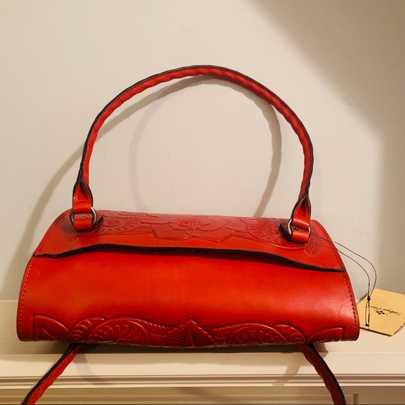 Patricia Nash Sanabria Tooled Rose Orange Satchel - Picture 5 of 7